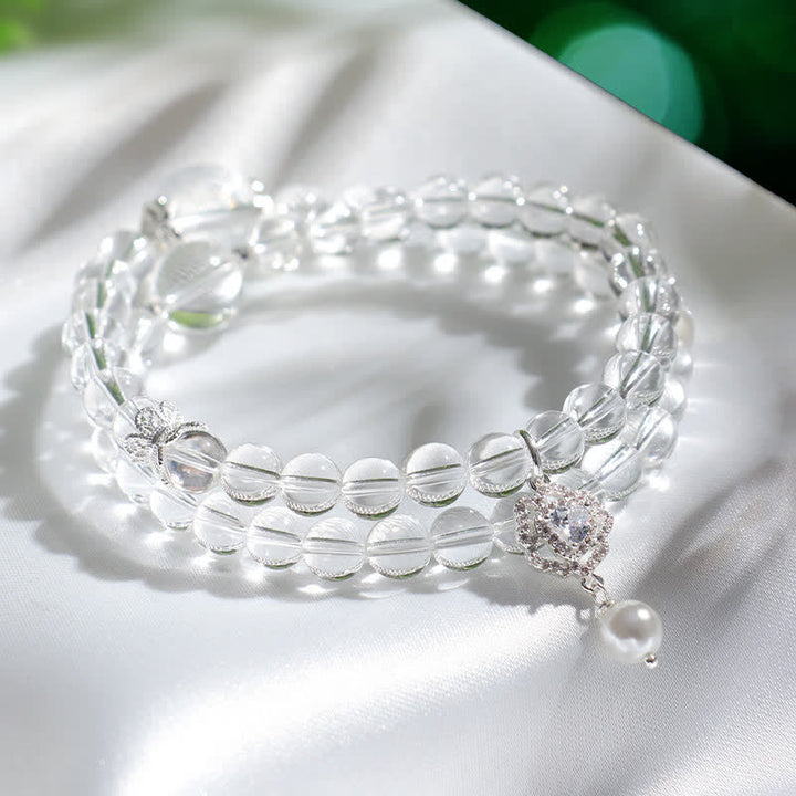 Buddha Stones Bracelet en quartz clair naturel et perles de cristal - image 8
