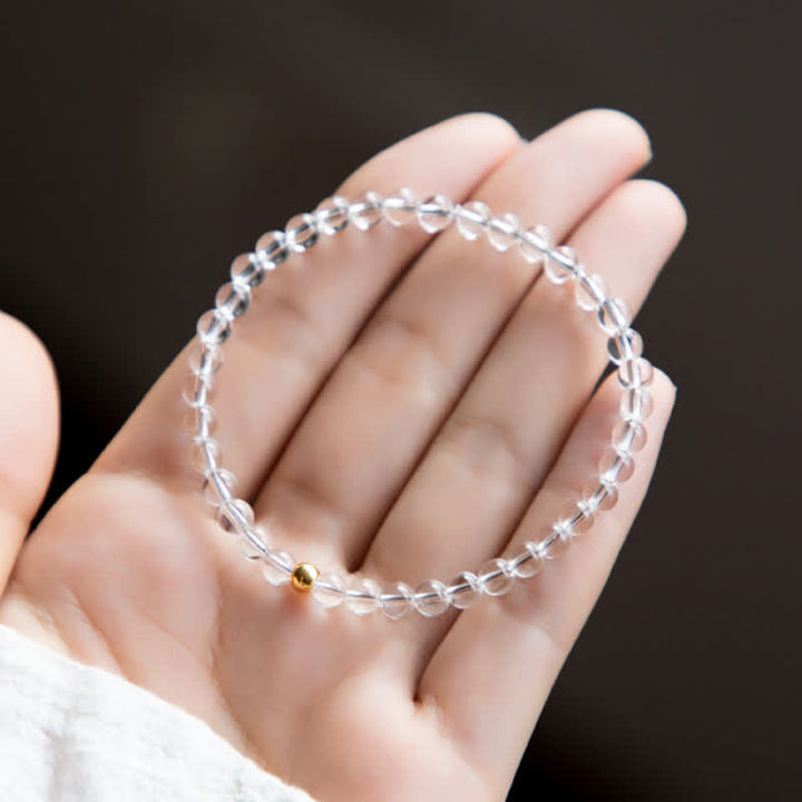 Buddha Stones Bracelet de méditation en quartz clair naturel de 4 mm - image 4