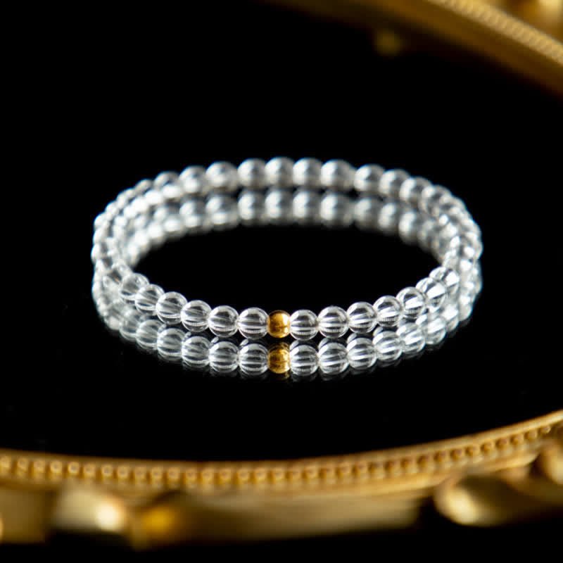 Buddha Stones Bracelet de méditation en quartz clair naturel de 4 mm - image 2