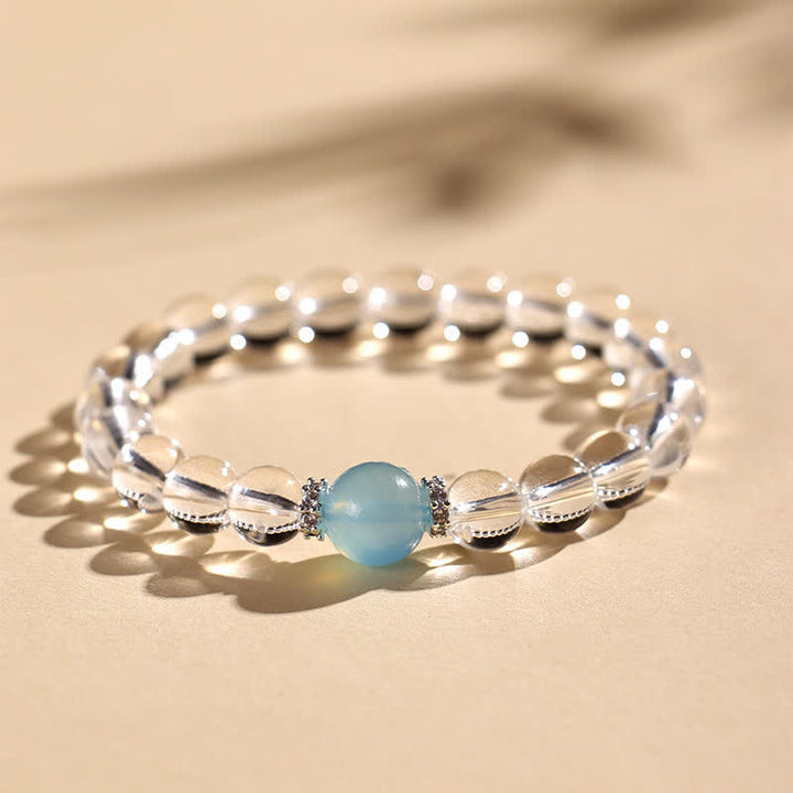 Buddha Stones Bracelet de guérison en quartz clair et aigue-marine - image 1