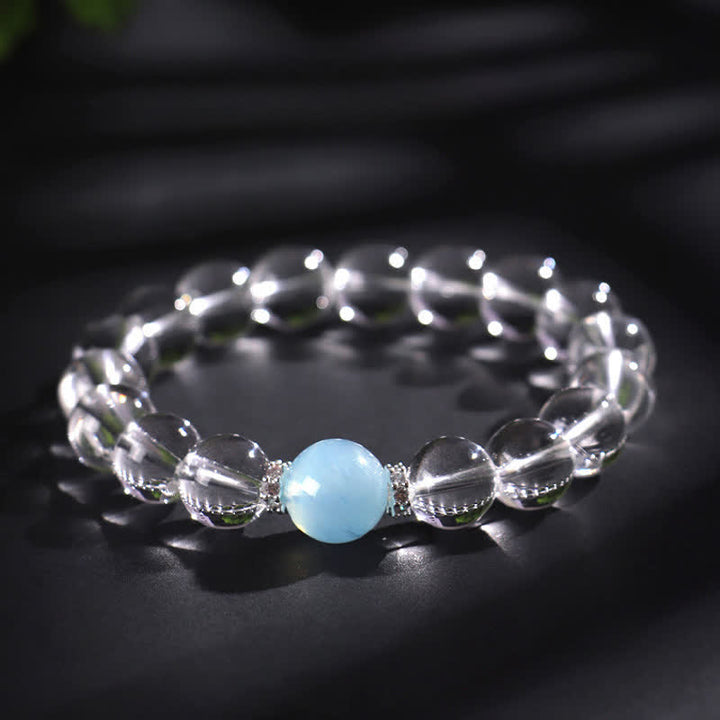 Buddha Stones Bracelet de guérison en quartz clair et aigue-marine - image 12