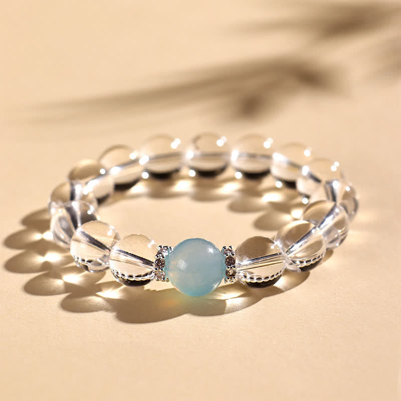 Buddha Stones Bracelet de guérison en quartz clair et aigue-marine - image 13