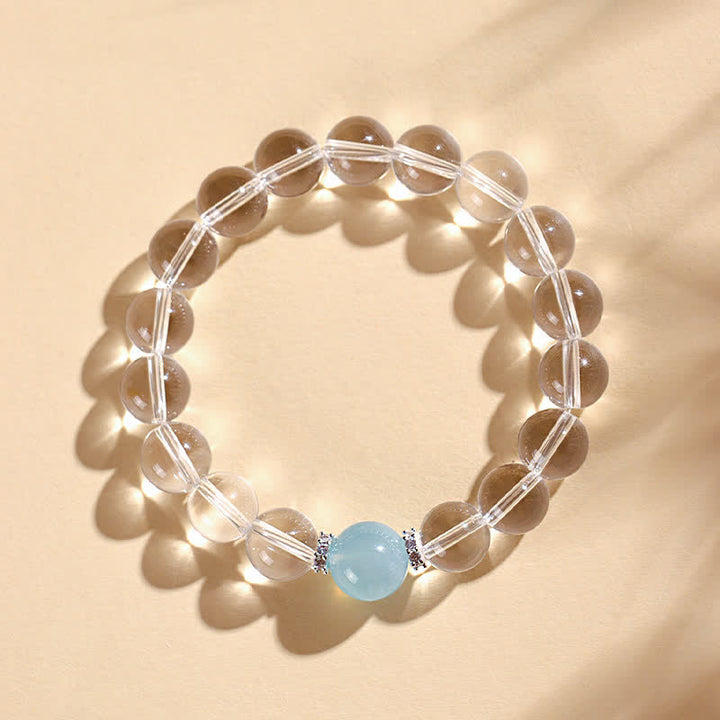 Buddha Stones Bracelet de guérison en quartz clair et aigue-marine - image 8