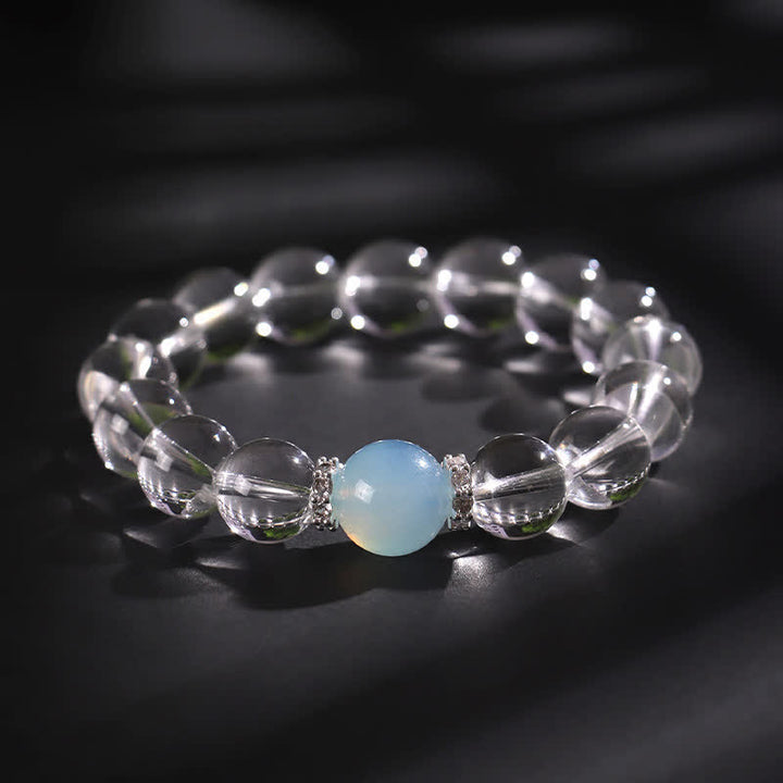 Buddha Stones Bracelet de guérison en quartz clair et aigue-marine - image 11
