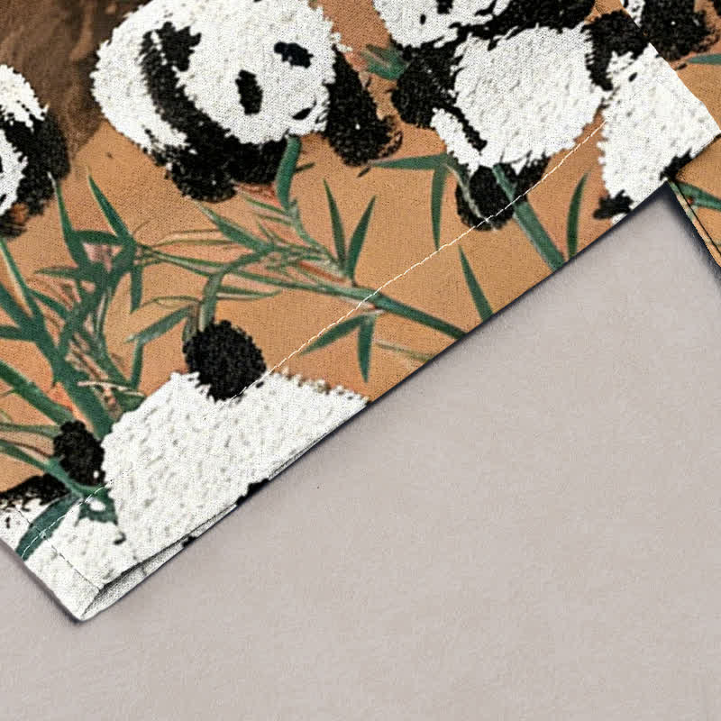 Buddha Stones Pantalon femme en coton imprimé pandas et bambou, taille élastique et poches - image 7