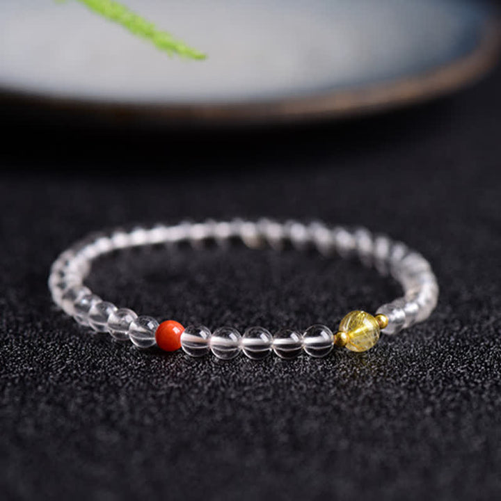 Buddha Stones Bracelet en quartz clair naturel - Quartz clair (Tour de poignet : 14–15 cm) - image 0