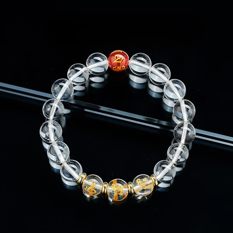 Buddha Stones Bracelet de guérison en quartz clair du zodiaque chinois - image 16