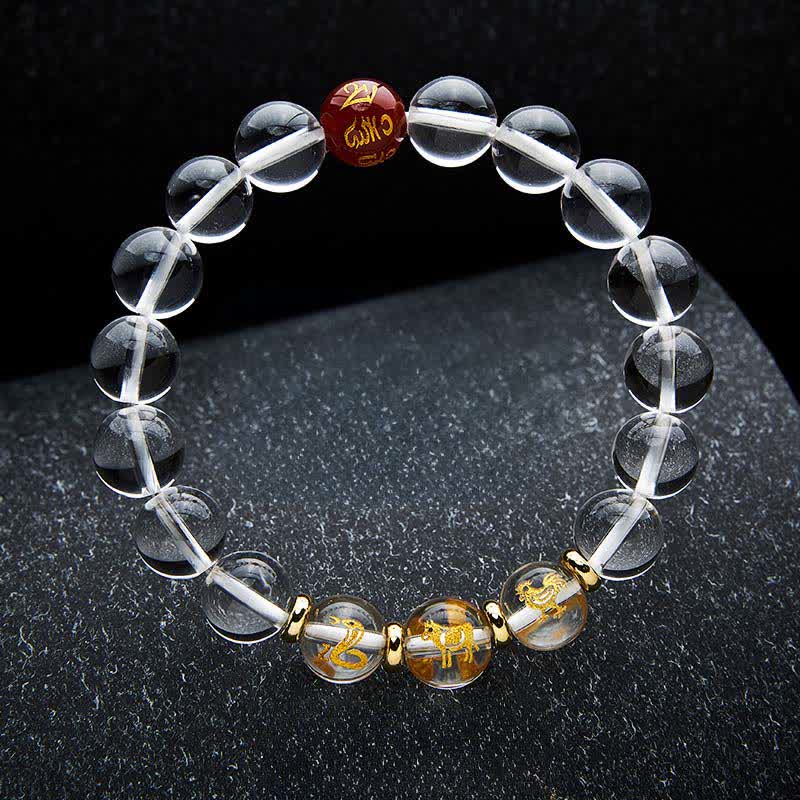 Buddha Stones Bracelet de guérison en quartz clair du zodiaque chinois - image 14