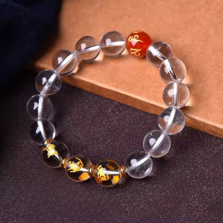 Buddha Stones Bracelet de guérison en quartz clair du zodiaque chinois - image 4