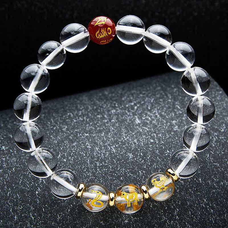 Buddha Stones Bracelet de guérison en quartz clair du zodiaque chinois - image 15