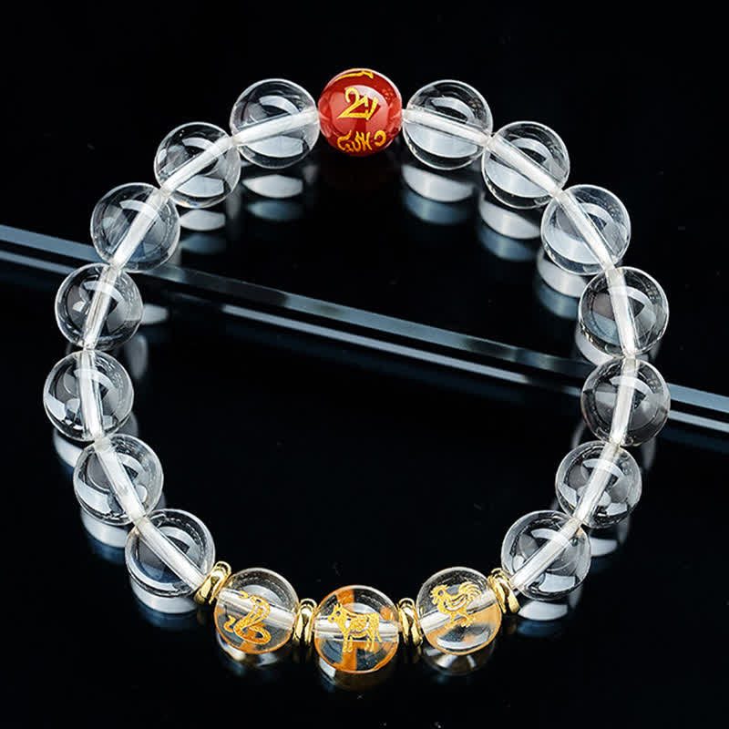 Buddha Stones Bracelet de guérison en quartz clair du zodiaque chinois - image 17