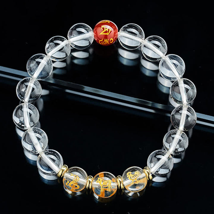 Buddha Stones Bracelet de guérison en quartz clair du zodiaque chinois - image 17