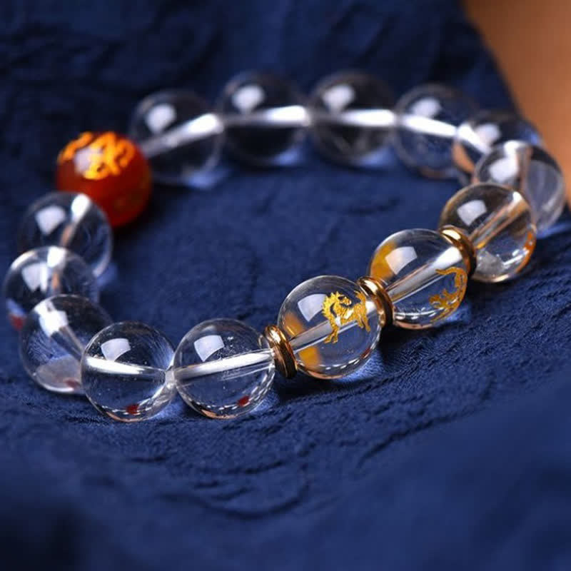 Buddha Stones Bracelet de guérison en quartz clair du zodiaque chinois - image 5