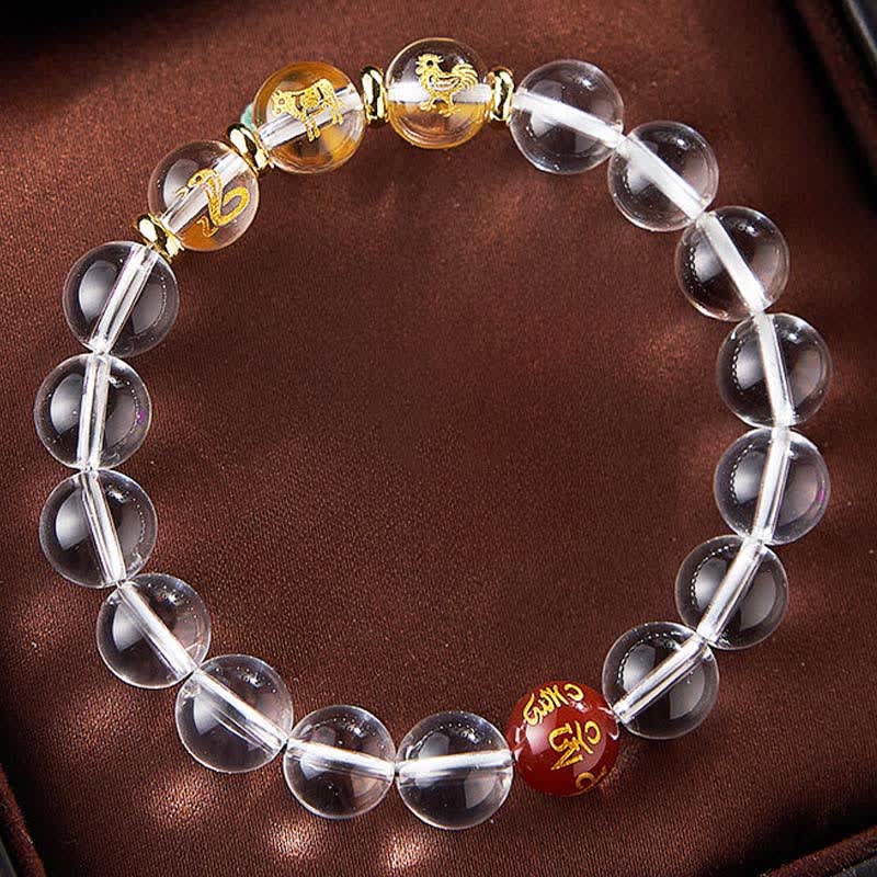 Buddha Stones Bracelet de guérison en quartz clair du zodiaque chinois - image 13