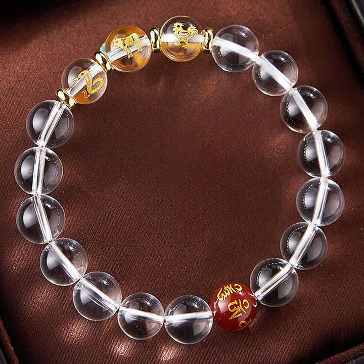 Buddha Stones Bracelet de guérison en quartz clair du zodiaque chinois - image 13