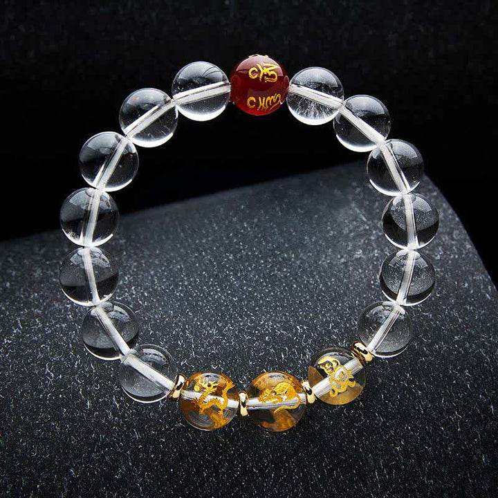 Buddha Stones Bracelet de guérison en quartz clair du zodiaque chinois - Rat Dragon Singe - Perles de 12 mm (Tour de poignet : 17–18 cm) - image 20
