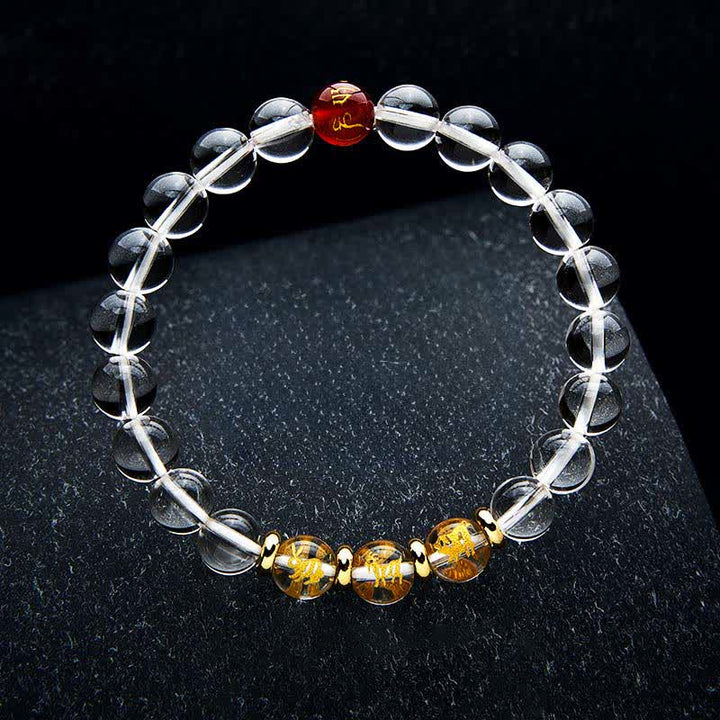 Buddha Stones Bracelet de guérison en quartz clair du zodiaque chinois - image 8