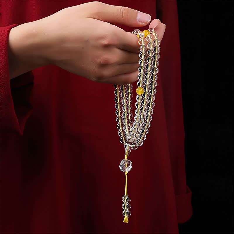 Buddha Stones Mala d'illumination Liuli Lotus 108 perles rondes - image 11