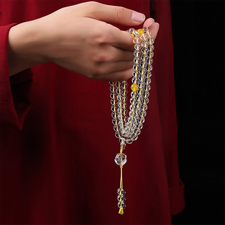 Buddha Stones Mala d'illumination Liuli Lotus 108 perles rondes - image 11
