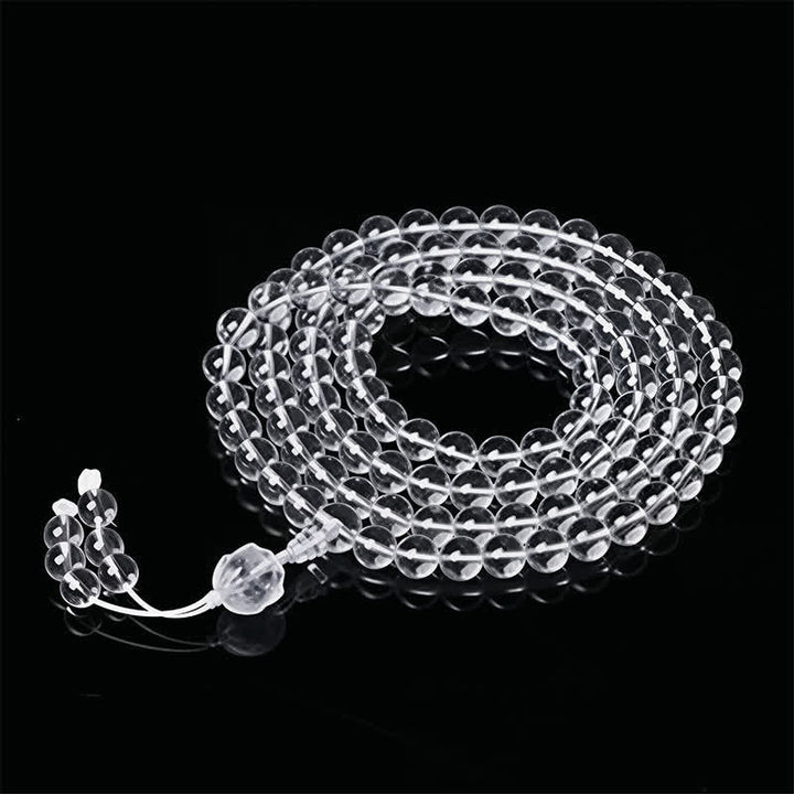 Buddha Stones Mala d'illumination Liuli Lotus 108 perles rondes - Cordon blanc - image 8