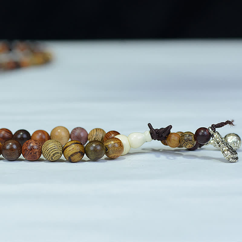 Buddha Stones Mala de 108 perles en bois naturel multicolore pour une énergie apaisante - image 7