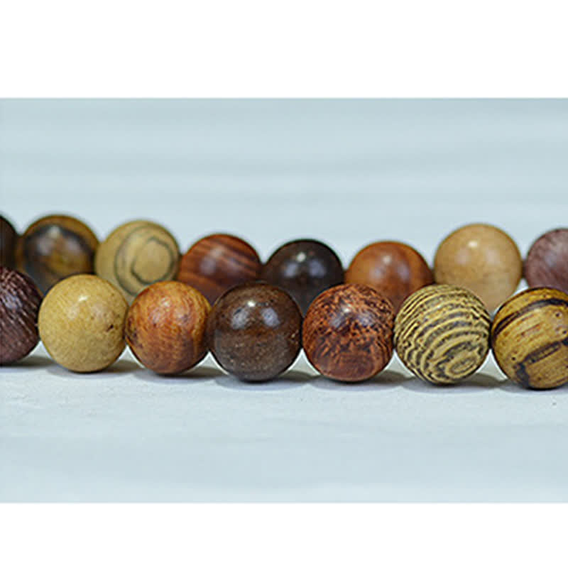 Buddha Stones Mala de 108 perles en bois naturel multicolore pour une énergie apaisante - image 8
