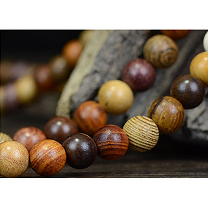 Buddha Stones Mala de 108 perles en bois naturel multicolore pour une énergie apaisante - image 9