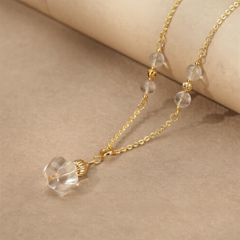 Buddha Stones Collier de guérison en quartz clair naturel et pièce de cuivre - Quartz rond et clair - image 3