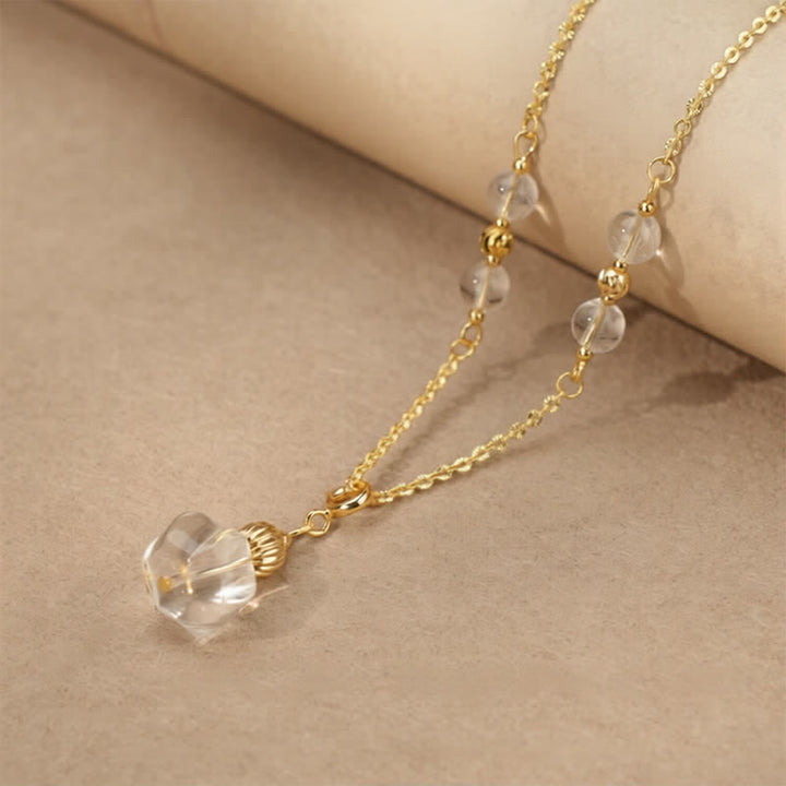 Buddha Stones Collier de guérison en quartz clair naturel et pièce de cuivre - Quartz rond et clair - image 3