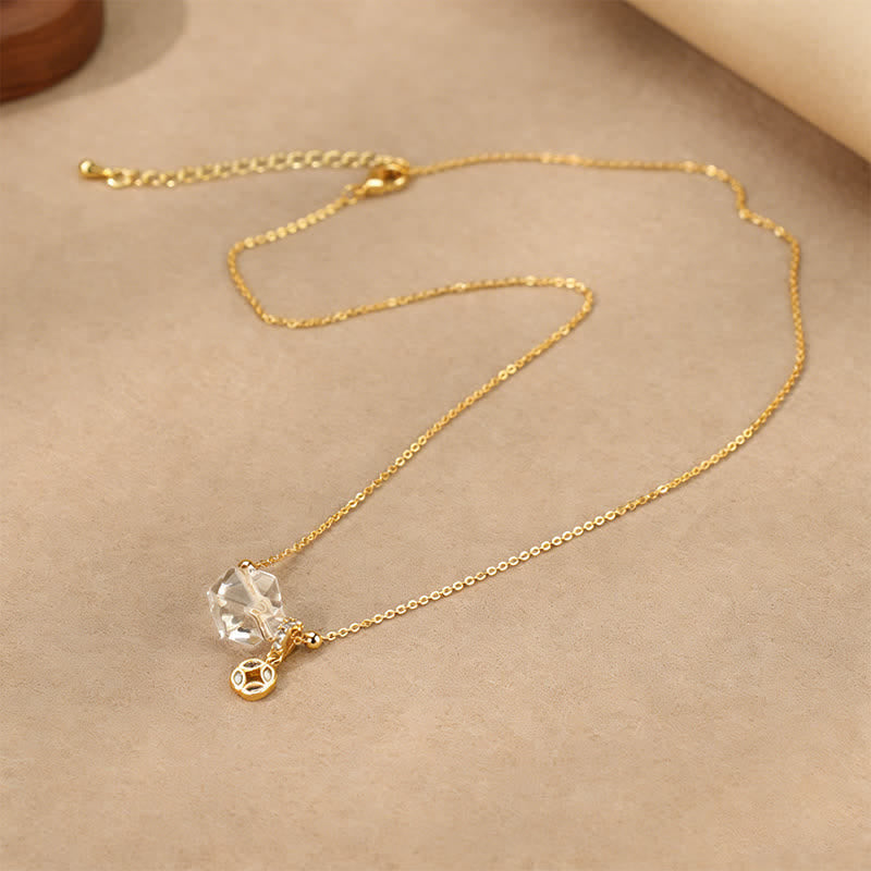 Buddha Stones Collier de guérison en quartz clair naturel et pièce de cuivre - image 2