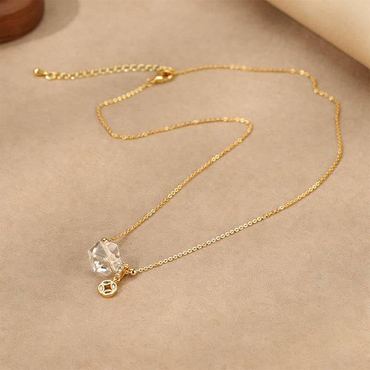 Buddha Stones Collier de guérison en quartz clair naturel et pièce de cuivre - image 2