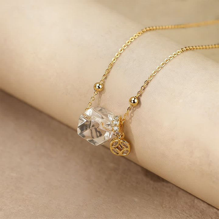 Buddha Stones Collier de guérison en quartz clair naturel et pièce de cuivre - image 1