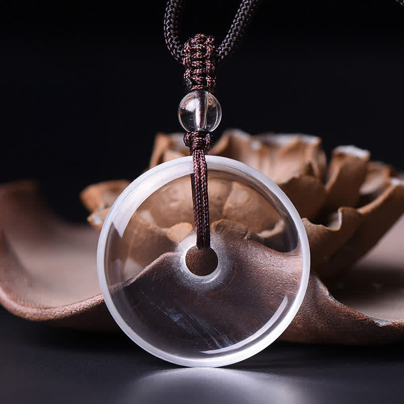 Buddha Stones Collier de protection en quartz clair naturel avec boucle de la paix - image 2