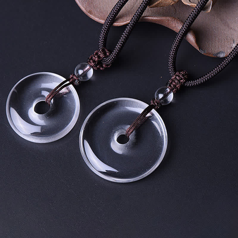 Buddha Stones Collier de protection en quartz clair naturel avec boucle de la paix - image 10
