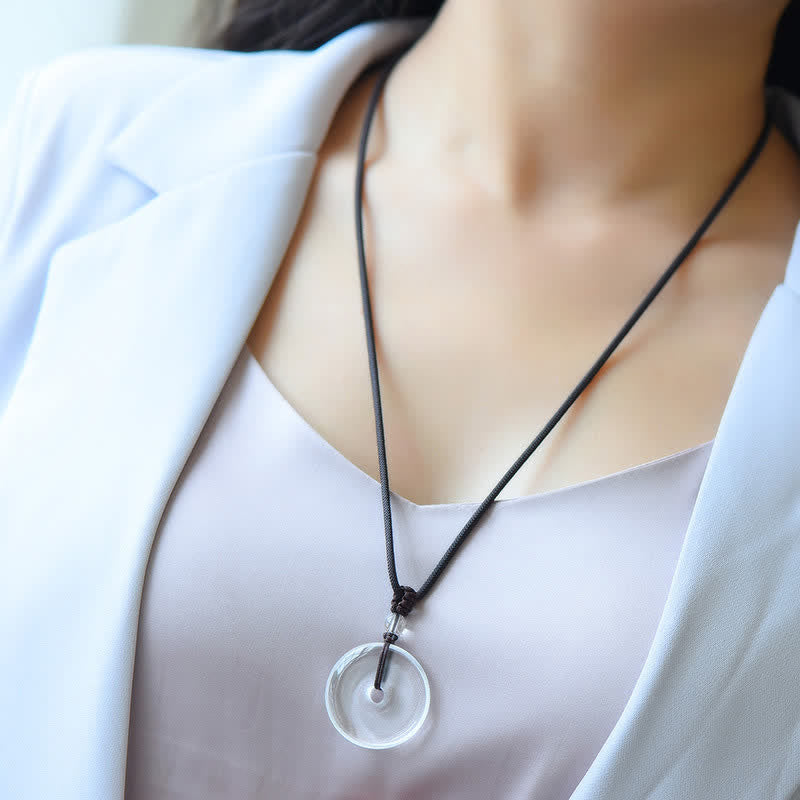 Buddha Stones Collier de protection en quartz clair naturel avec boucle de la paix - image 3