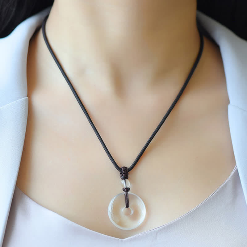 Buddha Stones Collier de protection en quartz clair naturel avec boucle de la paix - image 4