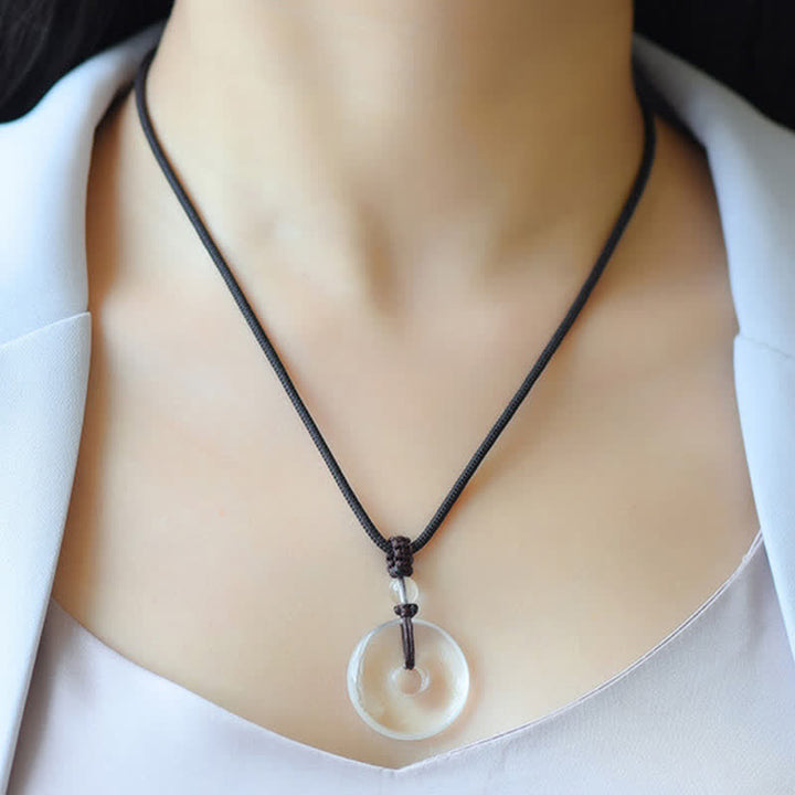 Buddha Stones Collier de protection en quartz clair naturel avec boucle de la paix - image 4
