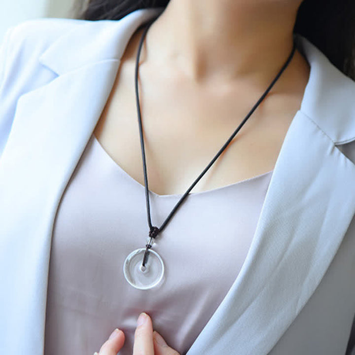 Buddha Stones Collier de protection en quartz clair naturel avec boucle de la paix - image 9