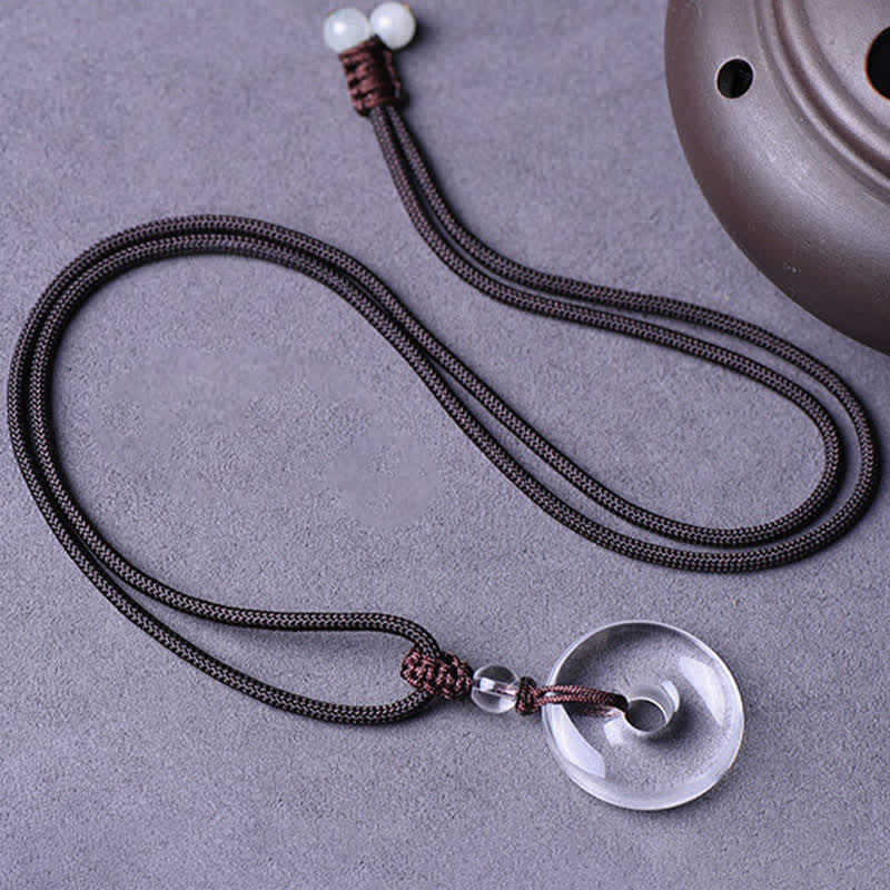 Buddha Stones Collier de protection en quartz clair naturel avec boucle de la paix - image 1