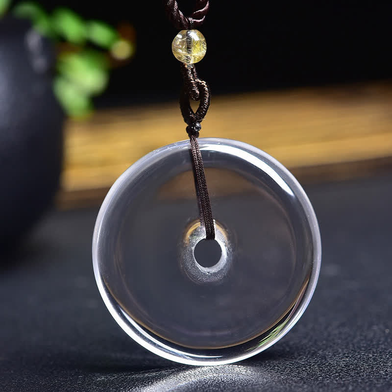 Buddha Stones Collier de protection en quartz clair naturel avec boucle de la paix - image 8