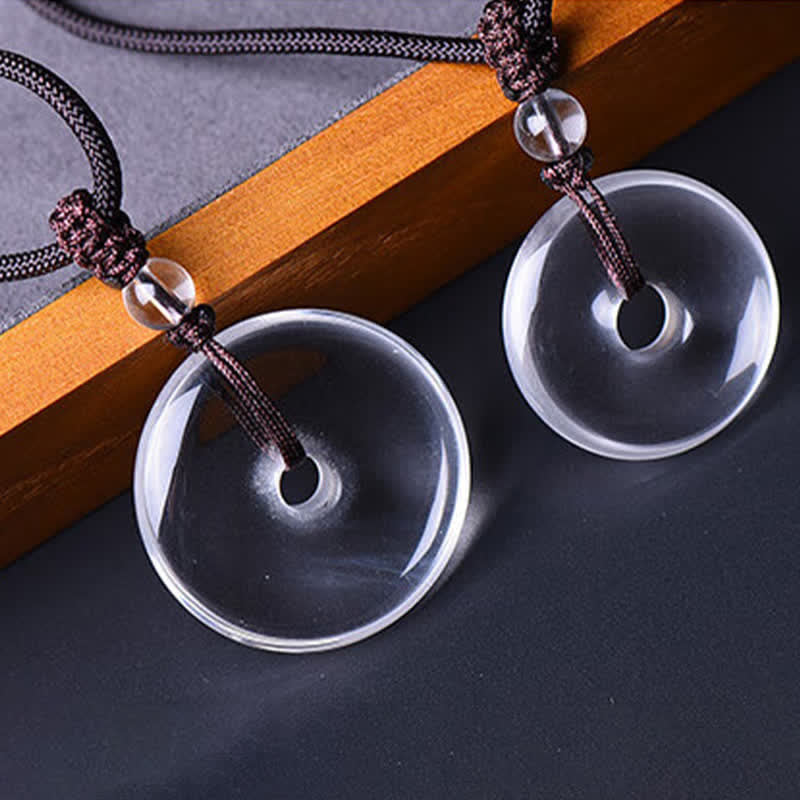 Buddha Stones Collier de protection en quartz clair naturel avec boucle de la paix - image 12