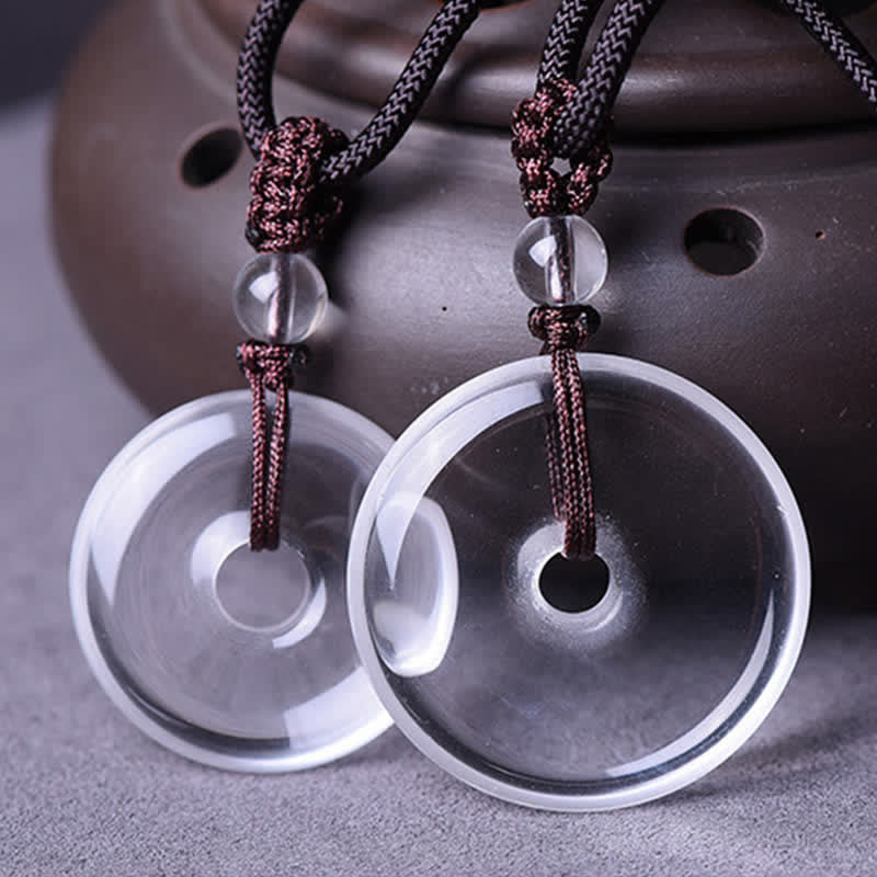 Buddha Stones Collier de protection en quartz clair naturel avec boucle de la paix - image 11