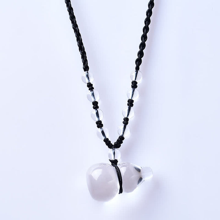 Buddha Stones Collier de protection en perles de quartz clair naturel et en corde, composé d'une gourde et d'un collier de perles en quartz clair naturel. - image 1