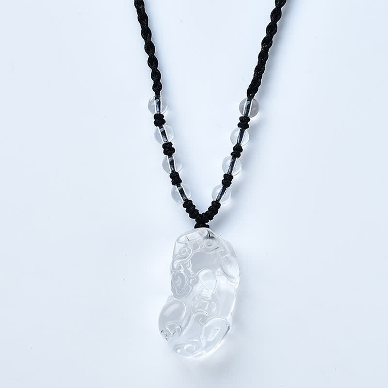 Buddha Stones Collier en corde de perles de quartz clair naturel Pixiu - image 4