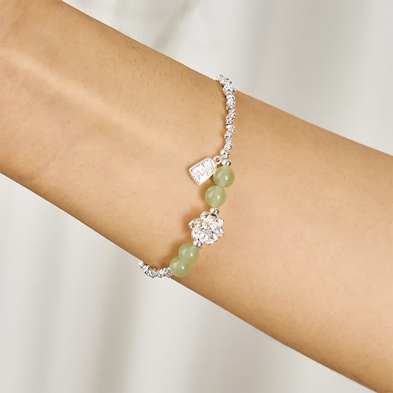 Buddha Stones Bracelet en cuivre orné de perles de jade lotus et de perles de joie et de bonheur, symbole d'abondance. - image 3