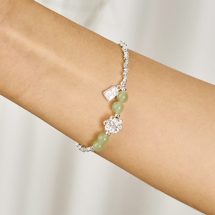 Buddha Stones Bracelet en cuivre orné de perles de jade lotus et de perles de joie et de bonheur, symbole d'abondance. - image 3