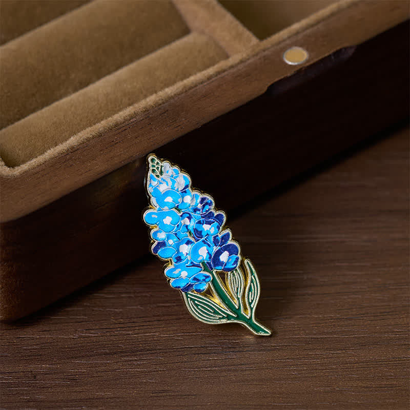 Buddha Stones Broche en cuivre représentant un petit myosotis, un coquelicot, du muguet, un hortensia et un lupin. - image 18
