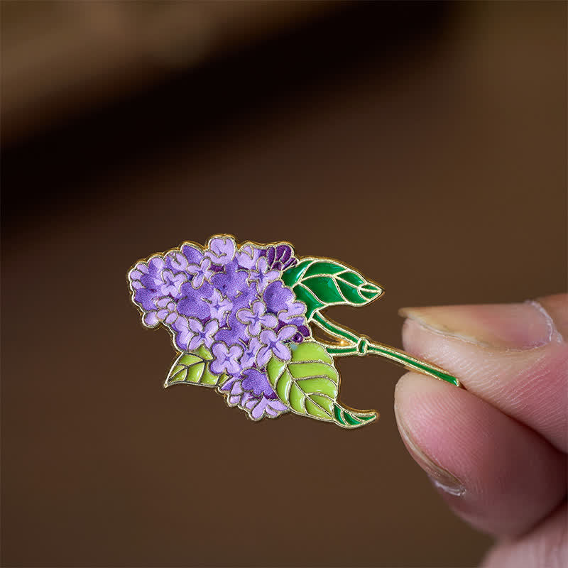 Buddha Stones Broche en cuivre représentant un petit myosotis, un coquelicot, du muguet, un hortensia et un lupin. - image 14