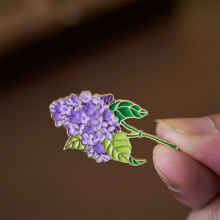 Buddha Stones Broche en cuivre représentant un petit myosotis, un coquelicot, du muguet, un hortensia et un lupin. - image 14