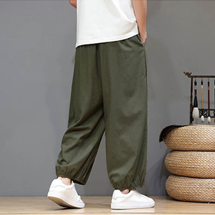 Buddha Stones Pantalon harem court pour homme, style zen, avec taille élastique et poches - image 10